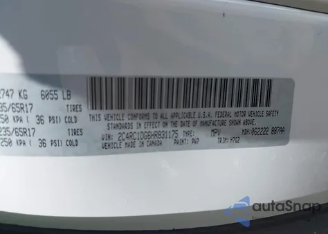 2017 Chrysler Pacifica Touring z USA, uszkodzony, nr VIN 2C4RC1DG6HR831175